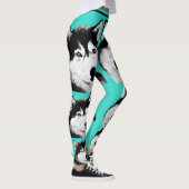 Phantastisch Türkis Sibirischer Husky Hund Legging Leggings (Rechts)