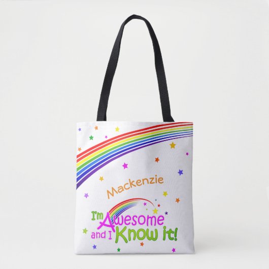 PHANTASTISCH und ich kenne es mit Rainbow auf WHIT Tasche (Vorderseite)
