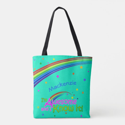 PHANTASTISCH und ich kenne es mit Regenbogen auf A Tasche (Rückseite)