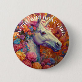 Phantastisch UNICORN Birthday GIRL Button