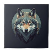 Phantastisch Wolf Geometric Dark Blue Senard Künst Fliese (Vorderseite)