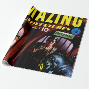 Phantastische Abenteuer #2 Retro Sci Fi Comic Book Geschenkpapier