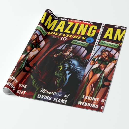 Phantastische Abenteuer #2 Retro Sci Fi Comic Book Geschenkpapier (Ungerollt)