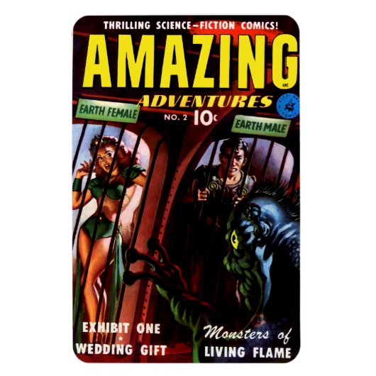 Phantastische Abenteuer #2 Retro Sci Fi Comic Book Magnet (Vertikal)