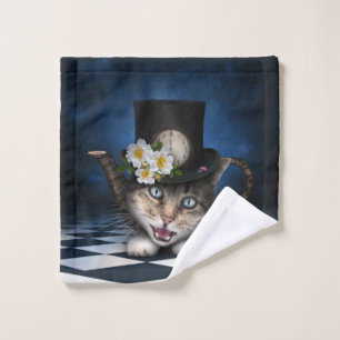 Phantastische Alice im Wunderland Teacup Cat Waschlappen