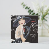 Phantastische Art Deco 50. Geburtstagsfeier Einladung (Stehend Vorderseite)