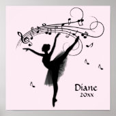 Phantastische Ballerina Tanz mit Musik Rosa Poster (Vorne)