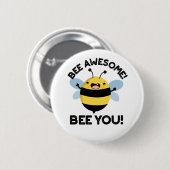 Phantastische Biene Du positiver Insektenpun Button (Vorne & Hinten)