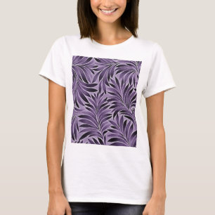 Phantastische Blätter Muster in Lilac und Grau T-Shirt