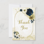 Phantastische, blaue Elfenbein-Blume, geometrisch  Dankeskarte (Vorderseite)