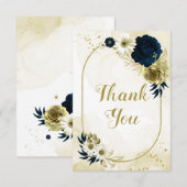 Phantastische, blaue Elfenbein-Blume, geometrisch  Dankeskarte (Vorne/Hinten)