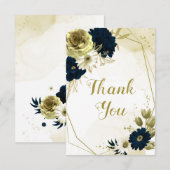 Phantastische, blaue Elfenbein-Blume, geometrisch  Dankeskarte (Vorne/Hinten)