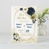 Phantastische, blaue Elfenbein-Blume, geometrisch  Save The Date (Stehend Vorderseite)