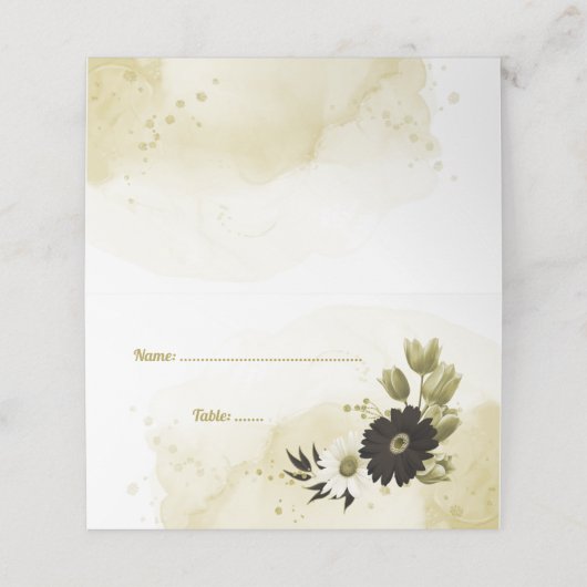 Phantastische Blume aus Elfenbein Platzkarte (Außenseite Aufgefaltet)