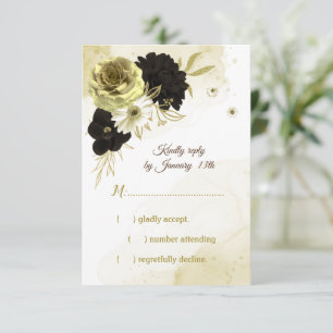 Phantastische Blume aus Elfenbein RSVP Karte