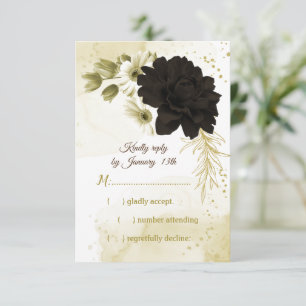 Phantastische Blume aus Elfenbein RSVP Karte