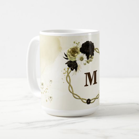Phantastische Blume aus Elfenbeingold, Monogramm Kaffeetasse (Vorderseite Links)