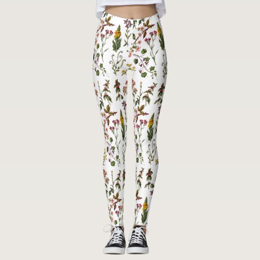 Phantastische botanische Leggings mit Blumen (Vorderseite)