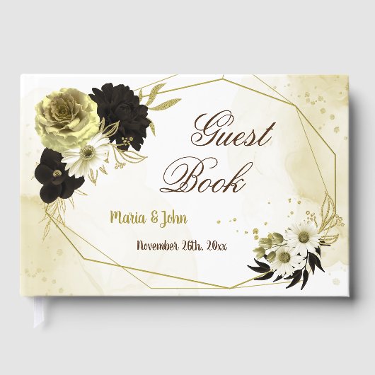 Phantastische, braune Blume aus Elfenbein Gästebuch (Vorderseite)