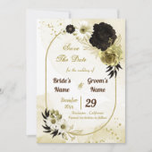 Phantastische, braune Blume aus Elfenbein Save The Date (Vorderseite)