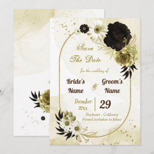 Phantastische, braune Blume aus Elfenbein Save The Date