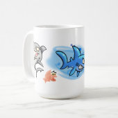 Phantastische Cartoon-Haie Kaffeetasse (Vorderseite Links)