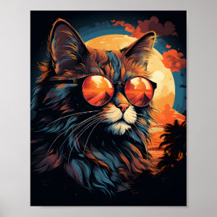 Phantastische Cat Wear Sonnenbrille Funny Cat Poster