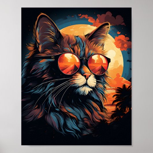 Phantastische Cat Wear Sonnenbrille Funny Cat Poster (Vorne)