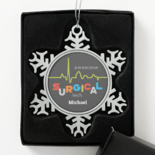 Phantastische Chirurgische Woche personalisieren Schneeflocken Zinn-Ornament