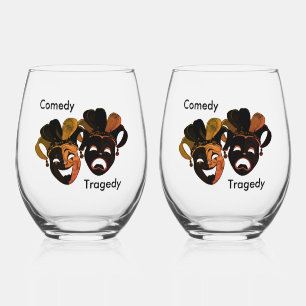 Phantastische Comedy und das Tragedy Theater Jeste Weinglas Ohne Stiel