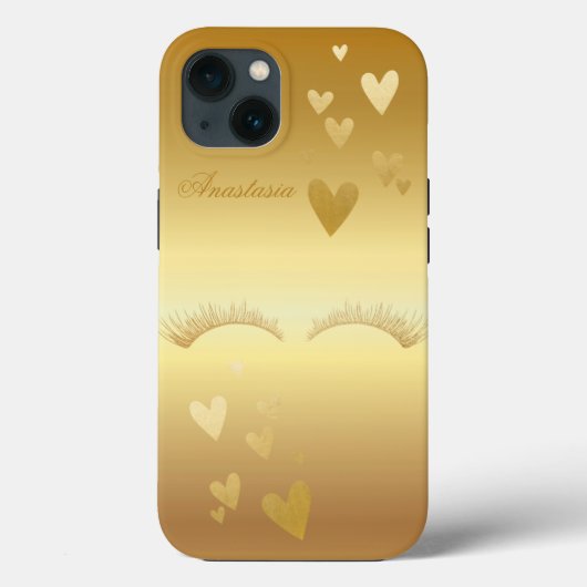 Phantastische, Coole, Gold Imitate Lashes und Herz Case-Mate iPhone Hülle (Rückseite)