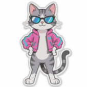 Phantastische Coole Retro-Gamer-Katze Aufkleber (Vorderseite)