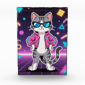 Phantastische Coole Retro-Gamer-Katze Fotoblock (Vorderseite)