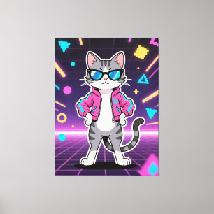 Phantastische Coole Retro-Gamer-Katze Leinwanddruck