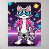 Phantastische Coole Retro-Gamer-Katze Poster (Vorne)