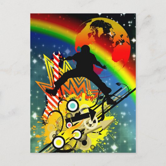 Phantastische coole Tänzerin Silhouette Gitarre Pl Postkarte (Vorderseite)