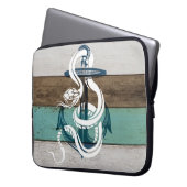 Phantastische coole Vintag-blaue Ankerschlange Laptopschutzhülle (Vorderseite Links)