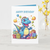 Phantastische Dinosaurier-Party Karte (Gelbe Blume)