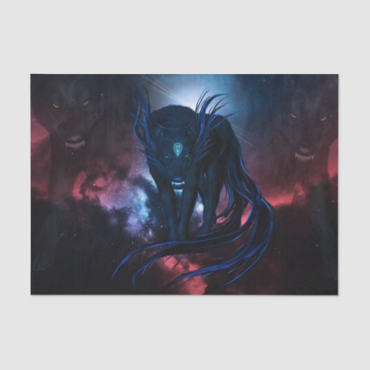 Phantastische dunkle Fantasiewölfe Seidenpapier (Vorderseite)