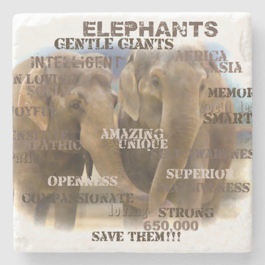 Phantastische Elefanten Marble Stone Untersetzer (Vorderseite)