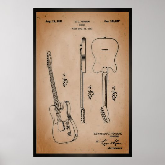 Phantastische elektrische Gitarre Patent Art Cool  Poster (Vorne)