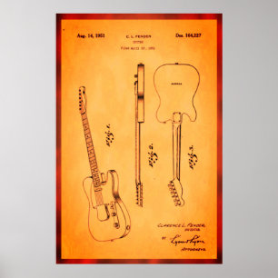Phantastische elektrische Gitarre Patent Art Cool Poster