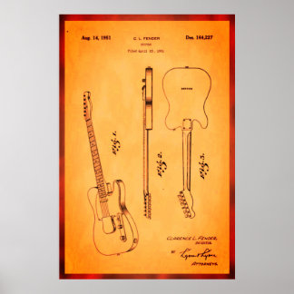 Phantastische elektrische Gitarre Patent Art Cool Poster