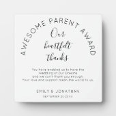 Phantastische Eltern Preis Danke für Ihre Hochzeit Fotoplatte (Vorderseite)