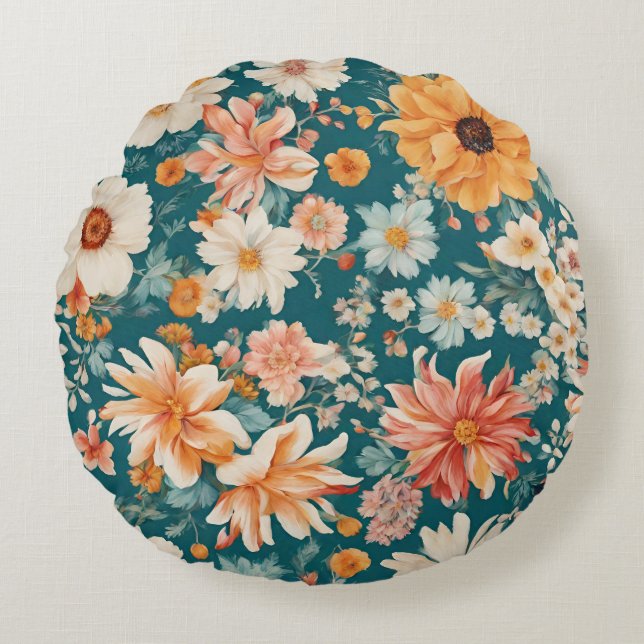 Phantastische empfindliche Blume Rundes Kissen (Vorderseite)