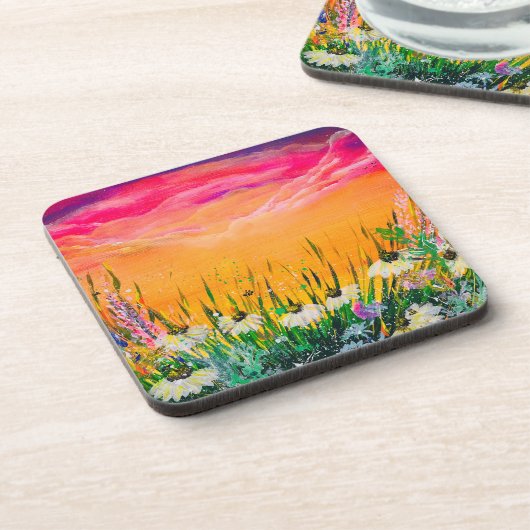 Phantastische farbenfrohe Blume Untersetzer (Linke Seite)