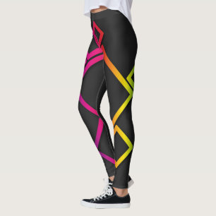Phantastische, farbenfrohe Quadrate auf Schwarz Nr Leggings