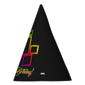 Phantastische farbige Quadrate auf Schwarz Nr. 1 B Partyhütchen (Rechts)