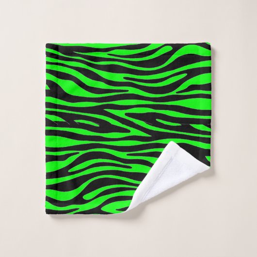 Phantastische Farbkombination Lime Green Zebra Badhandtuch Set (Waschlappen)
