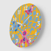 Phantastische Feminine-Schmetterlingsmuster Große Wanduhr (Winkel)